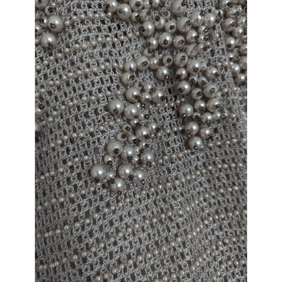 ZARA KNITWEAR TOP WITH FAUX PEARLS LIMITED EDITION LIGHT GREY S M REF. 7521/107 - Picture 11 of 12